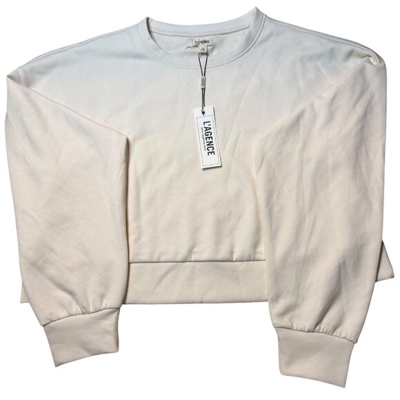L’AGENCE Luvia Ivory Cropped Sweatshirt Rare Sold-Out Icon New With Tags Medium - Picture 9 of 16